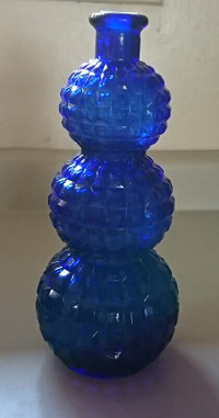 Antique RARE Cobalt Blue Diamond Cut Genie Bottle Decanter