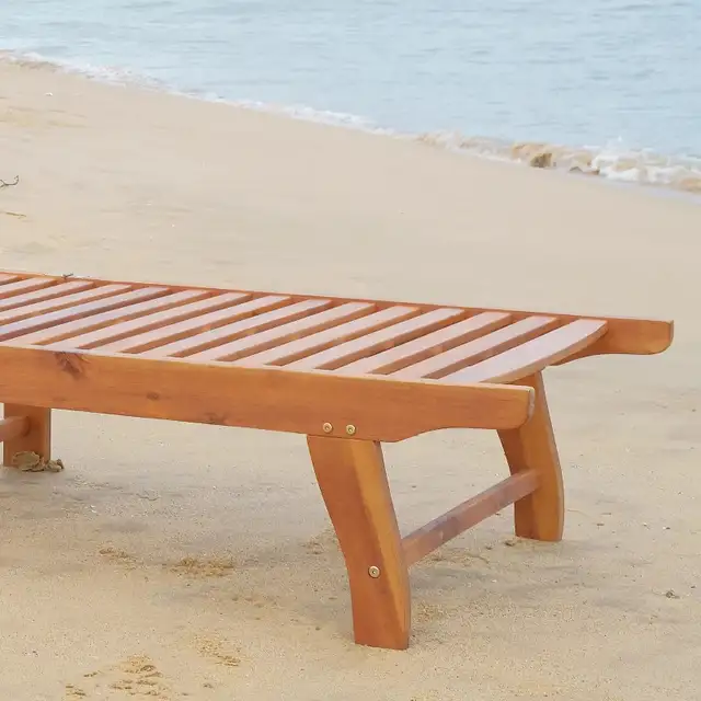 Outdoor Patio Lounger with 4-Level Adjustable Backrest, Acacia  in Patio & Garden Furniture in Markham / York Region - Image 11