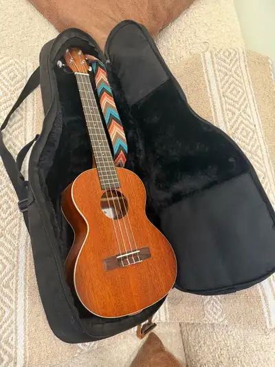 Kala Mahogany Tenor Ukulele w/ soft case, strap, and capo, View more