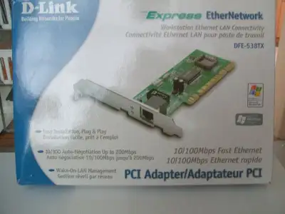 Dlink Express EtherNetwork DFE-538TX PCI adapter/adaptateur PCI, View more