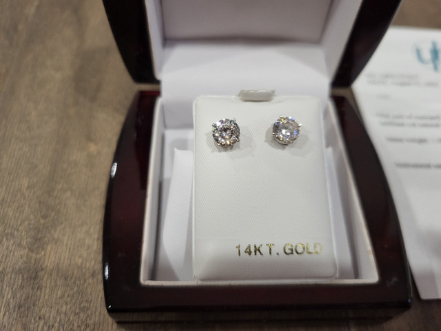 Brand New 14KT White Gold Diamond Moissanite Earrings For Sale in Jewellery & Watches in London - Image 4