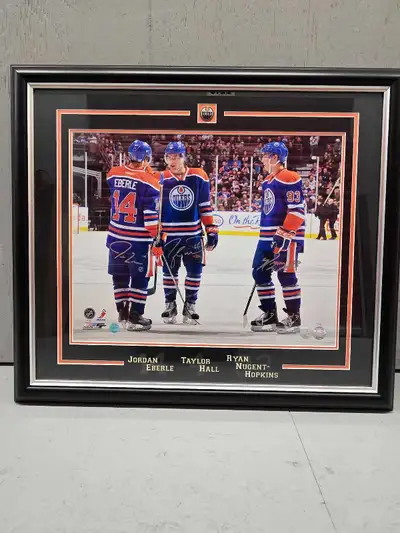 Jordan Eberle, Ryan Nugent-Hopkins, Taylor Hall Triple Signed, View more