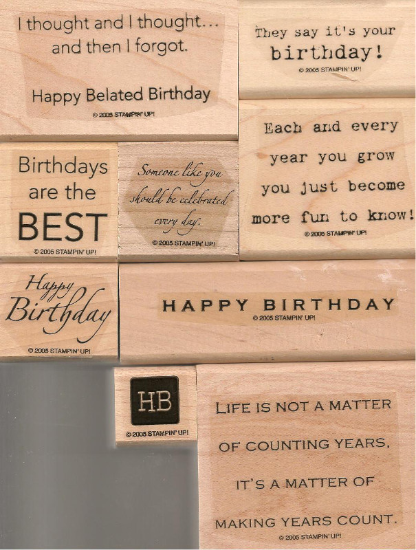 It's Your Birthday Stampin UP! wooden stamp set like new in Hobbies & Crafts in Owen Sound