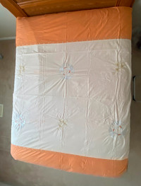 Moving sale: Embroidered Queen size Bedding set, barely used