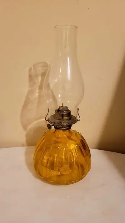 Antique Amber Oil Lamp, View more