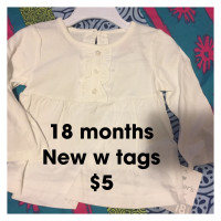 18 month girls tops. New w tags $5 each 