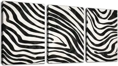 NEW Sealed Zebra Print Wall Art Piece (40cmx60cm - 3 Pieces), View more