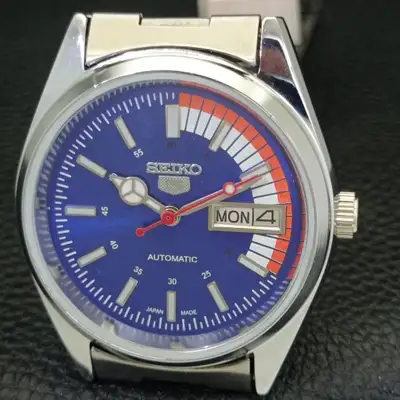 Vintage Seiko 5 Speed Racer Automatic 6309A Blue Crystal Back NM, View more