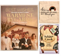 NEW: SCHITTS CREEK- Hard Cover Book, Canvas Bag and Game.