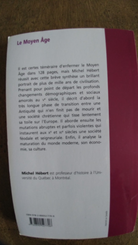 Le moyen âge de Michel Hébert. dans Manuels  à Lanaudière - Image 2