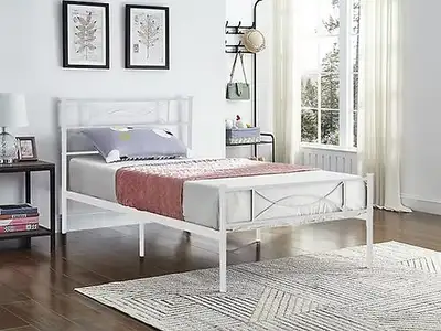 IF-154 White Metal Twin Bed Frame, View more