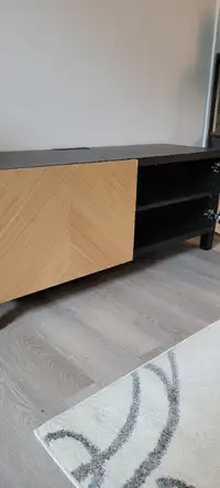 Selling pre-built BESTA TV bench with HEDEVIKEN doors.