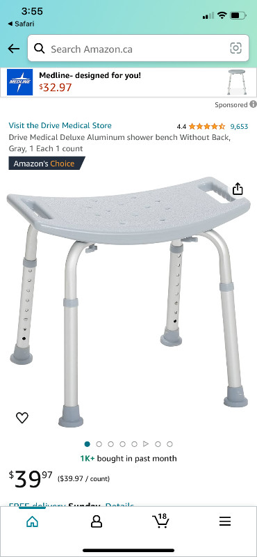Brand new, never used: Shower stool and quality commode. in Other in Barrie