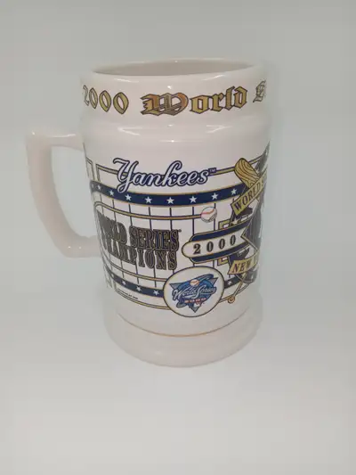 Yankees World Series collection mug and vintage baseball tie., View more