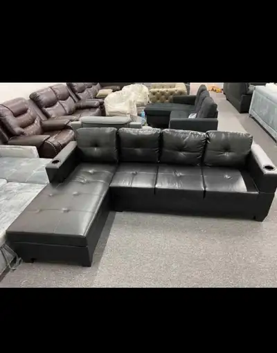 L shaped four seater sofa with three cushions, View more