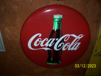 COCA COLA STOOL , BUTTON SIGN AND CRATE