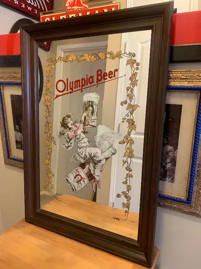Vintage Olympia Pub Sized bar beer Mirror excellent condition, View more
