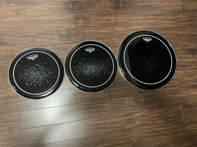 Set of REMO Drum Heads - Evans Pinstripe Ebony (12 -13 -16), View more