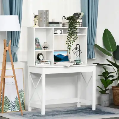 HOMCOM Computer Desk with Hutch, Home Office Table with Storage , View more