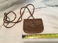 Vintage Small Brown Leather Crossbody Change Purse