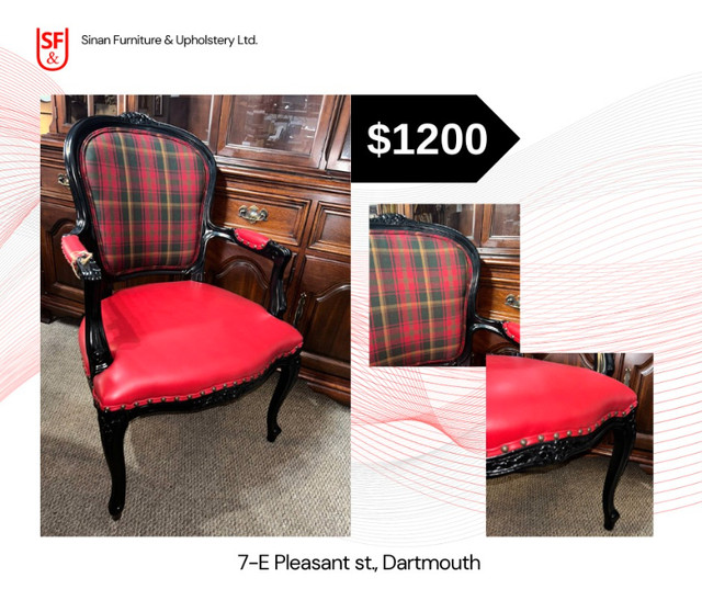 Leather and Tartan Antique Chair in Chairs & Recliners in Dartmouth
