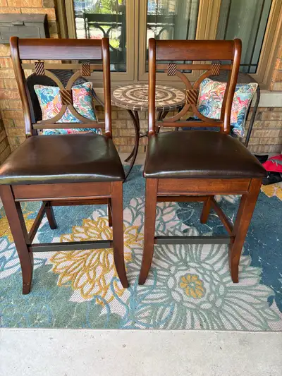 Solid wood bar height chairs (2), View more