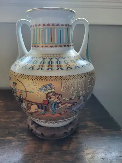 AK Kaiser THEBEN Porcelain Vase W. Germany Tut-Ankh-Amun Egyptian Motif Limited Edition #50 11 " x 8...
