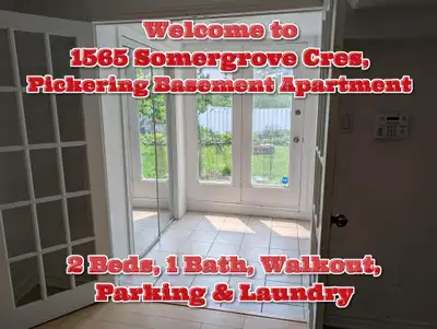 Walkout 2 Bedroom, 1 Bathroom Basement Apartment For Lease