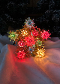 Vintage Smaller Lighted Tree Topper Tinsel Gold Christmas Star