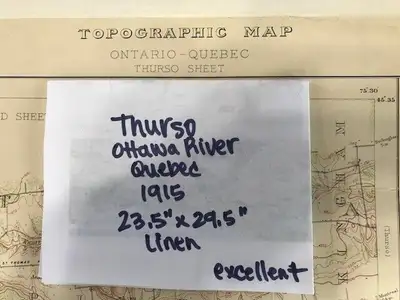 * Thurso Quebec and area,  large linen bound map, 1915, original, View more