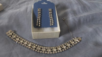 Gustave Sherman Crystal 3 row bracelet with earrings