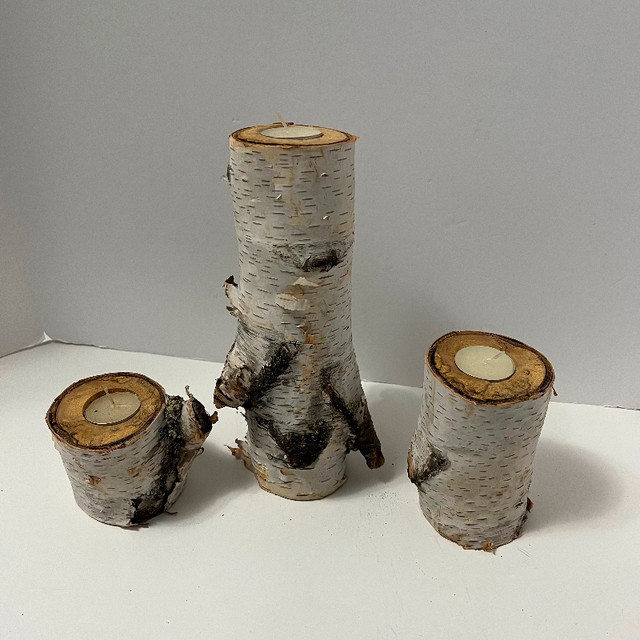 Birch bark candle holders set of 3 cottage cabin decor in Home Décor & Accents in St. Catharines - Image 3