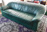 AUTHENTIC Leather couch and loveseat - dark green/blue