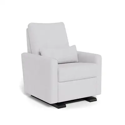 Monte Matera Recliner Glider **OPEN BOX** Made in Grey Dove Boucle Fabric with Espresso Base and Pil...