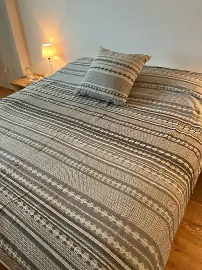 Housse de couette pour lit Queen en coton. Neuve, incluant 2 taies d’oreiller. De la marque Maison S...