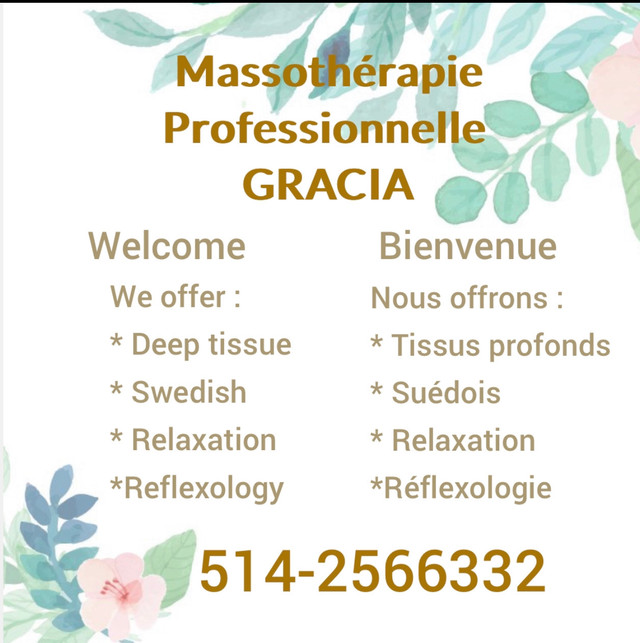 Massothérapie Professionnelle Gracia dans Services de Massages  à Ville de Montréal