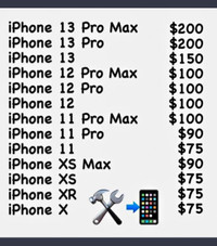 iPhone screen repair price list 