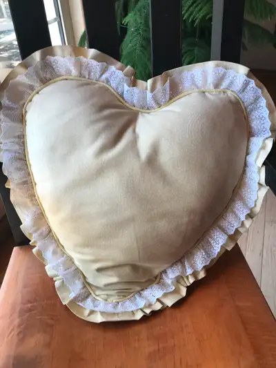 Yellow & White Heart-Shaped Pillow, View more