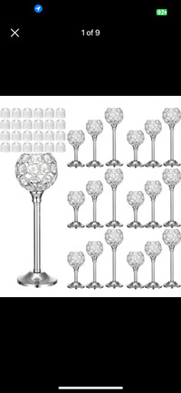 Hushee 42 Pcs Crystal Candle Holders with LED Tea Lights Candles