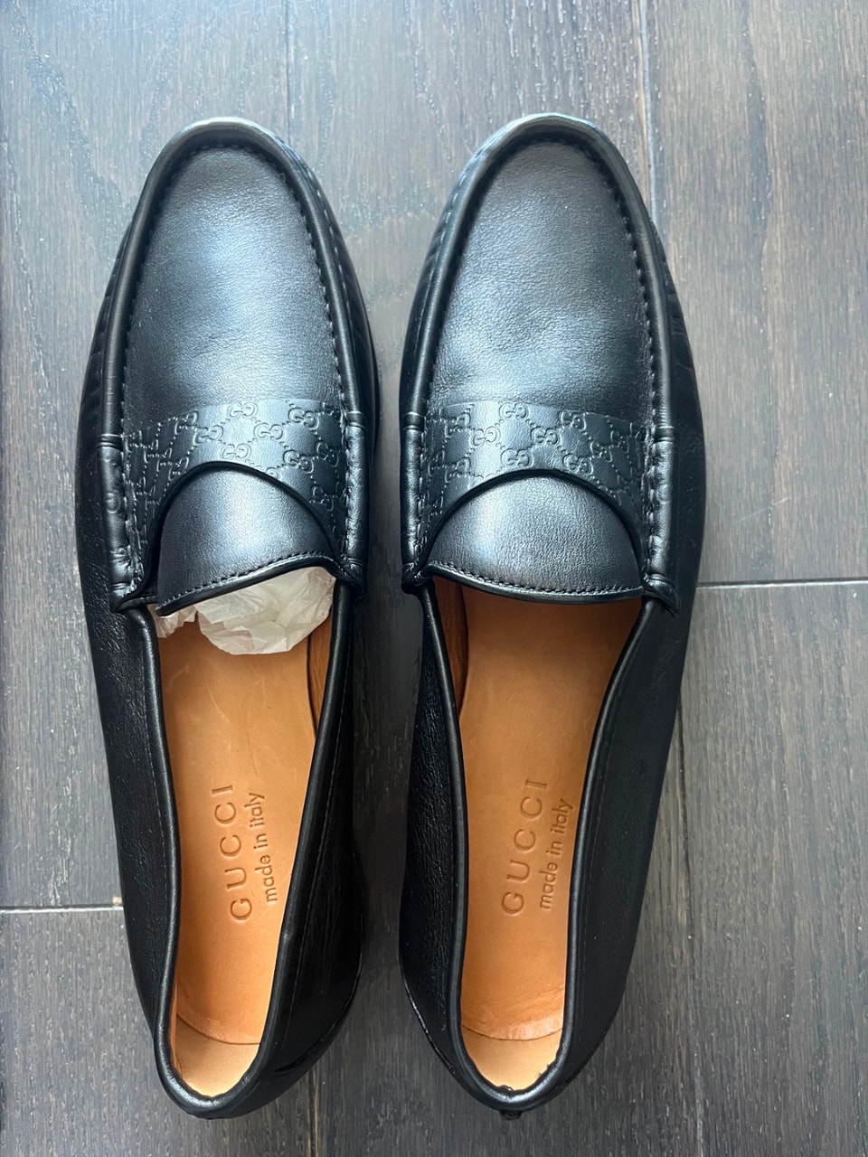 Gucci, Gucci Mens Black Guccissima Leather Loafers Size 8 Made in Italy