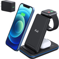 iFull Wireless Charger Stand QI Fast Foldable 3in1 Charging Stn