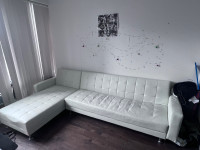 MUST GO: WHITE LEATHER L COUCH PRICE FLEXIBLE