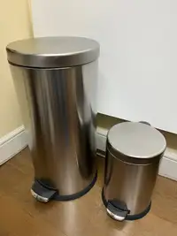 Stainless steel waste bins (pair)
