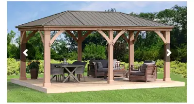 12x20 CEDAR WOOD GAZEBO WITH ALUMINUM ROOF - BRAND NEW Pre-cut Pre-drilled Pre-stained Comes brand n...