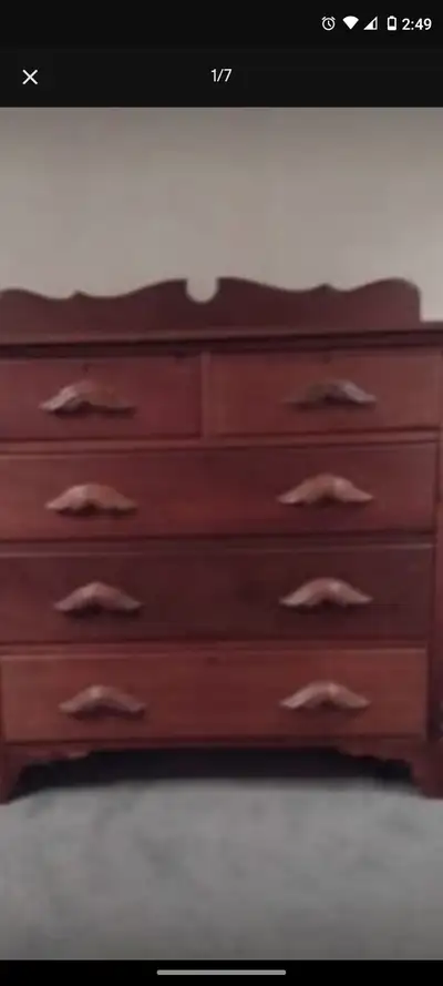 Antique Victorian Eastlake style dresser with "Moustache" handle, View more