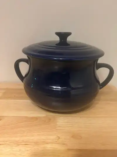 Blue stoneware pot, View more