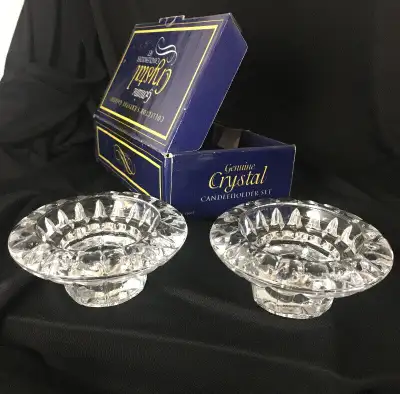 Genuine Crystal Candleholder Set NEW in BOX Set of TWO, View more
