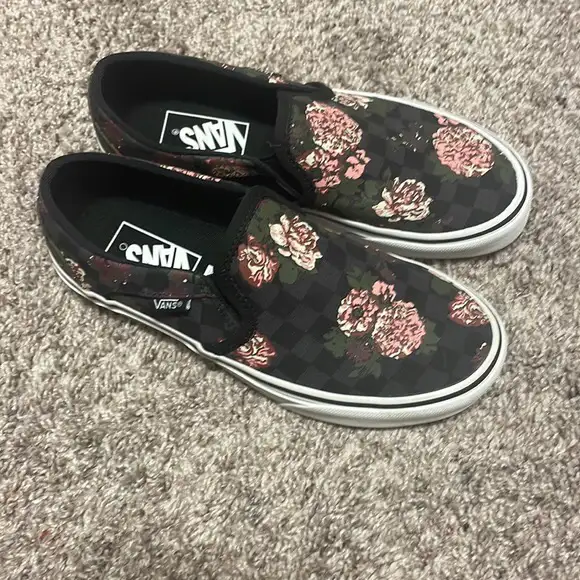 Vans Asher Flowers & Checks Slip-Ons