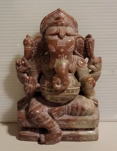 Hand-carved Marble Hindu Religious Lord Ganesh Statue - 5.25", View more