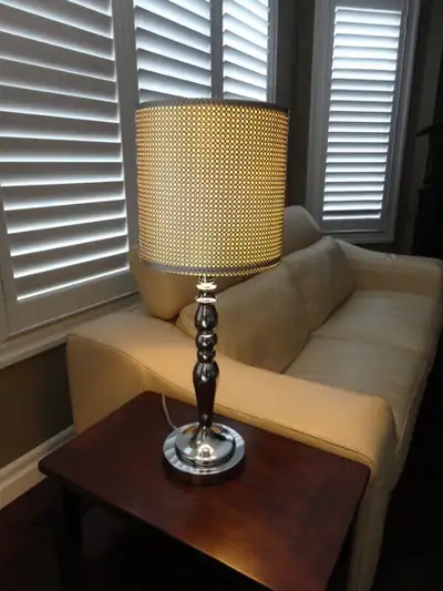 Lovely Mesh Circle Shade Chrome Table Lamp, View more